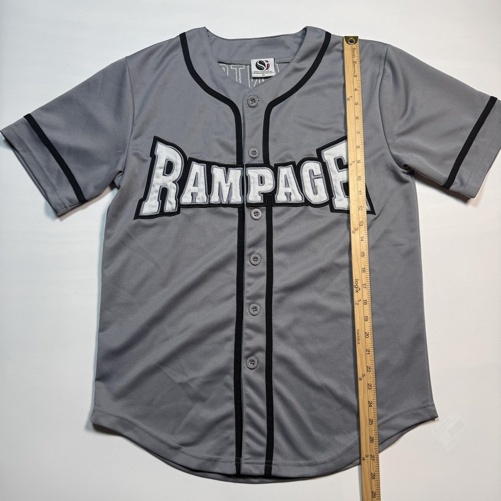 Vintage San Antonio Rampage Baseball Jersey Mens Medium Gray Hockey Button - Picture 7 of 8